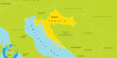 지도의 크로아티아와 주변 지역